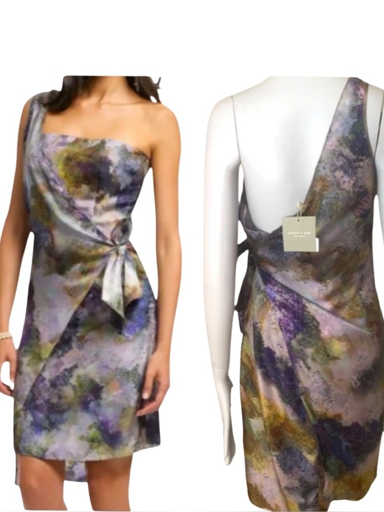 Sachin + Babi Dresses & Skirts - NWT SACHIN + BABI Silk Monet Ankasa Vickie Dress One Shoulder Wrap Pastel Size 4